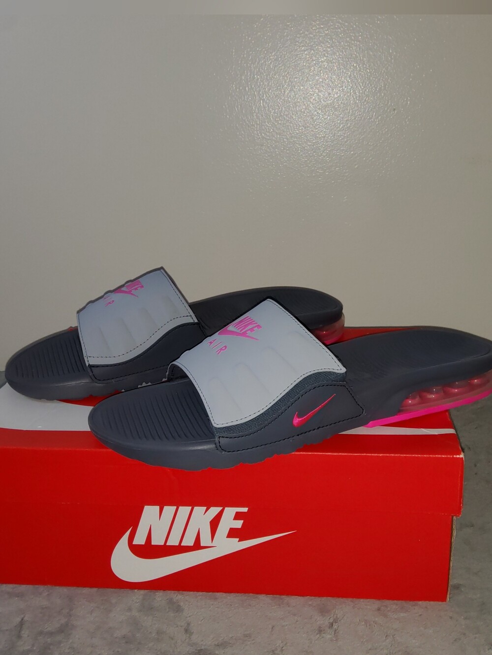 * Nike Women's Air Max Camden Slide Sandals Flipflops Grey Pink Blast Size 11 - Picture 5 of 14